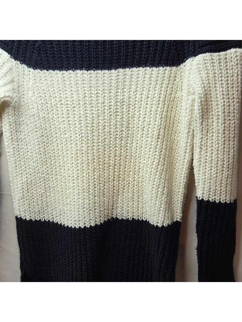 J.Crew Colorblock Ribbed Knit Crewneck Sweater Navy Cream XXS